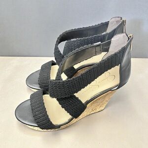 Jessica Simpson Black Cork Wedge Sandals